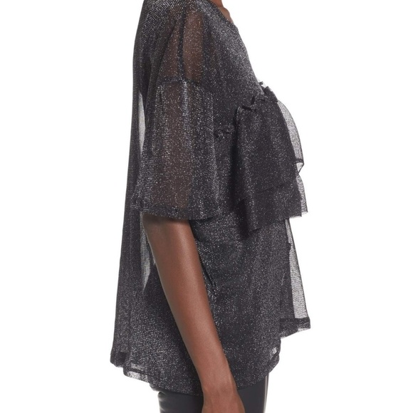 BP - Ruffle Black Metallic Mesh Tee - Picture 3 of 5